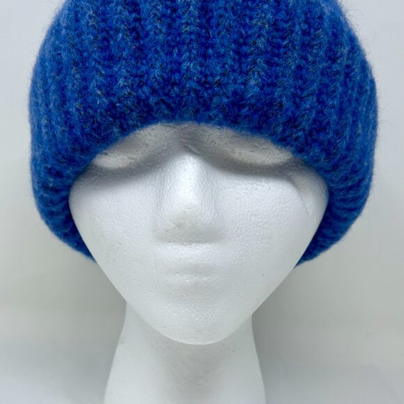 COS blue heathered wool ribbed cap hat beanie knit men\'s woman\'s unisex one size main image 7